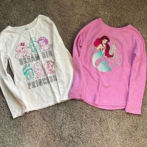 2 Disney princess long sleeve tees